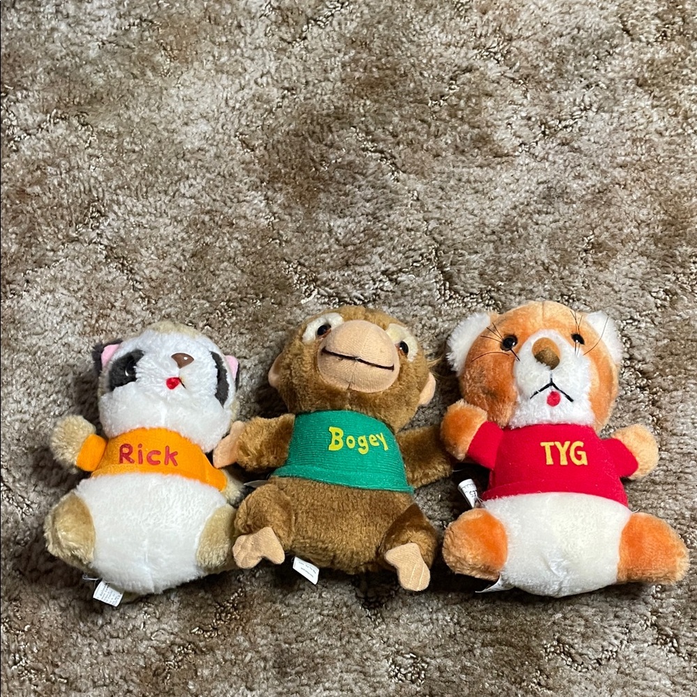 Vintage Hallmark Shirt Tales LOT Bogey Monkey & TYG & Rick‎ Plush Animal 1981 7"